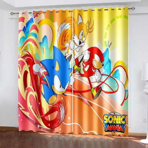 Kinder Sonic The Hedgehog 3D Dicke Verdunkelungsvorhänge Thermo Ring Top Ösen Geschenk - Bild 8 von 30
