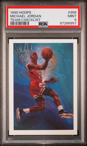 1990 Michael Jordan - Chicago Bulls - NBA Hoops Art Card - HOF - PSA 9 Mint