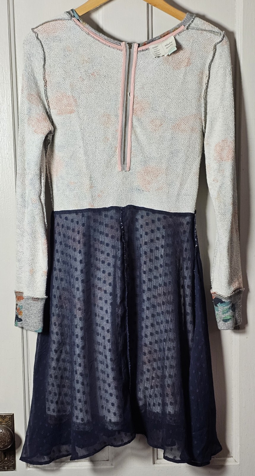 Fairycore Mon-Sun Dress Women's Size S Gray Floral Lace Sweatshirt L/S Comfy