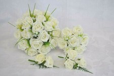 Wedding Bouquet Flowers with babies breath & gypsophylia. Corsage, buttonholes