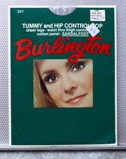 Nos Burlington Vintage Pantyhose Size Long Dove Grey 341 Tummy Hip Control Top