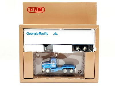 #ad 1 64 PEM Georgia Pacific Mack Truck w Van Trailer $67.45