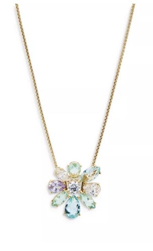 Nadri Mixed Cut Watercolor Crystal Flower Pendant Necklace 18k Gold Plated $90 - Picture 9 of 9