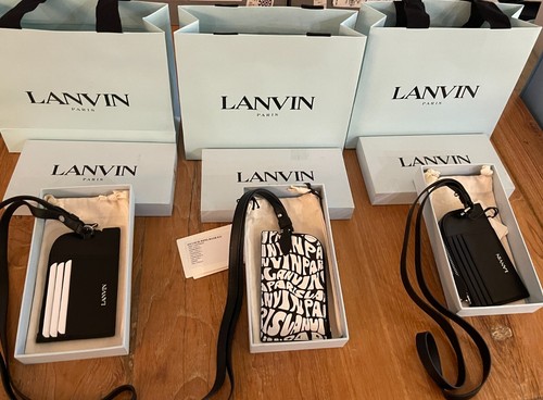 Lanvin Leder Halskette Kartenhalter, schwarz-weiß psyadelisches Muster - Bild 3 von 10