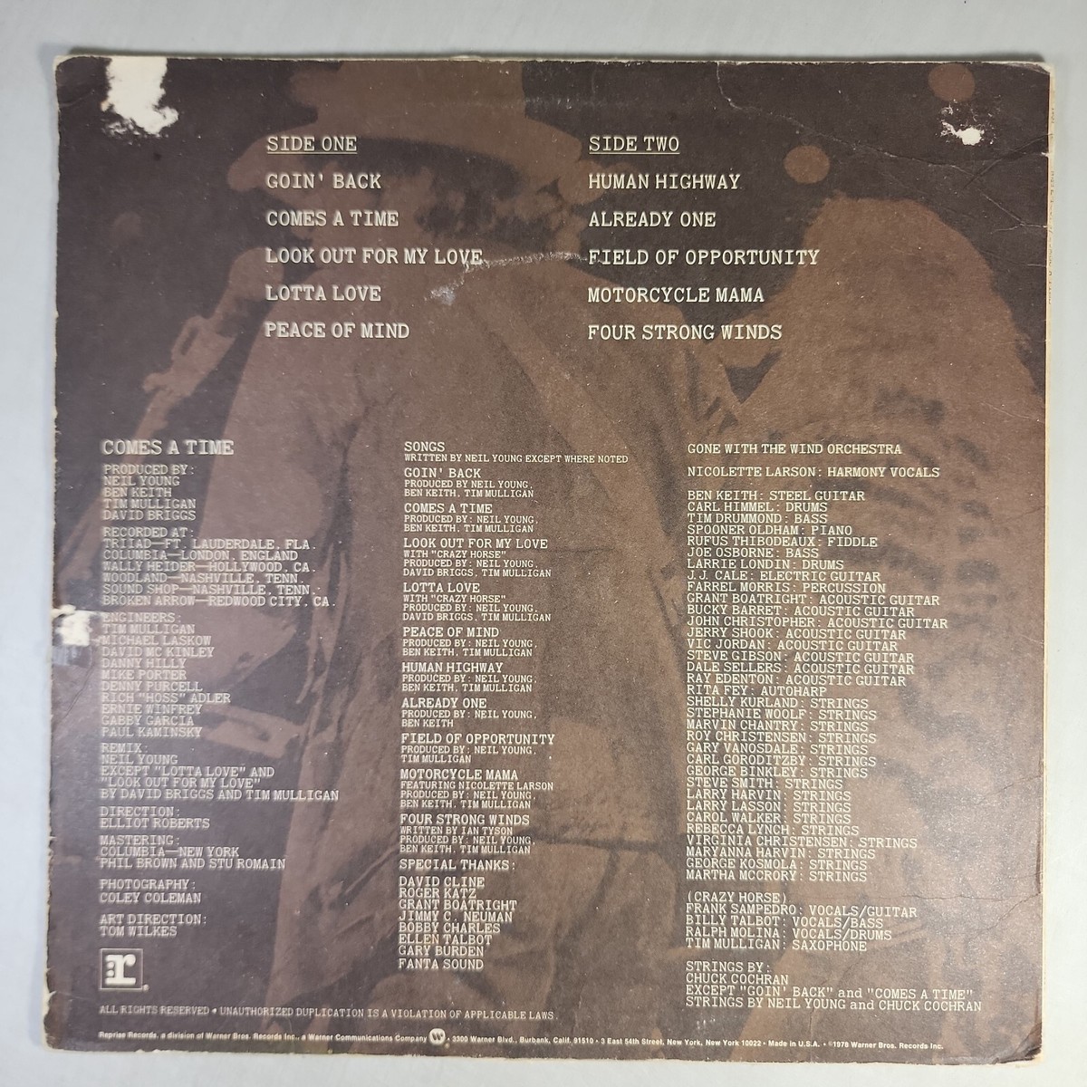 Neil Young Time Fades Away 12インチレコード Neil Young Time Fades Away LP