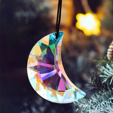 5PC 50MM Aurora AB Moon Crystal Suncatcher Rainbow Chandelier Hanging Pendant