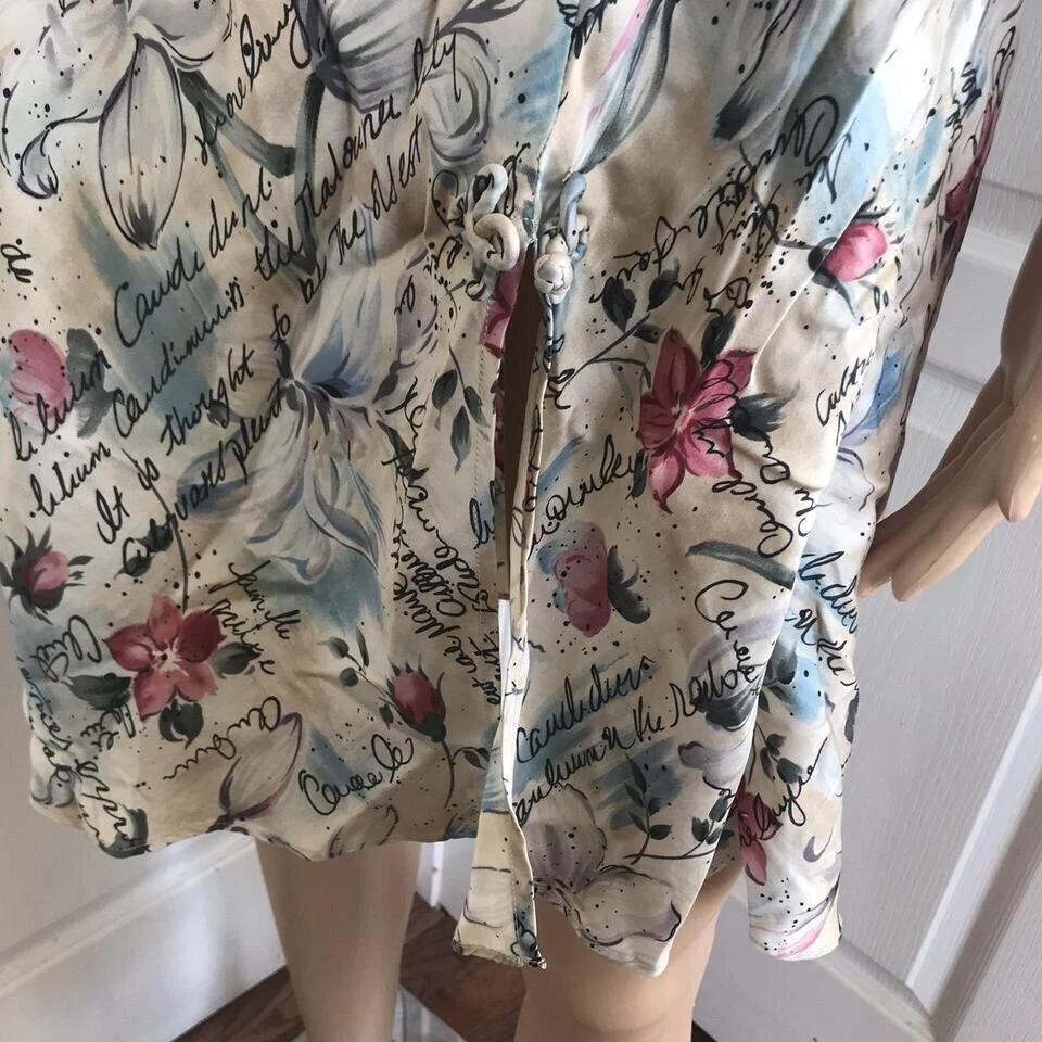 UNDERCOVER Abito slip vintage anni '80 Victoria's Secret beige seta scrittura floreale etichetta oro taglia M