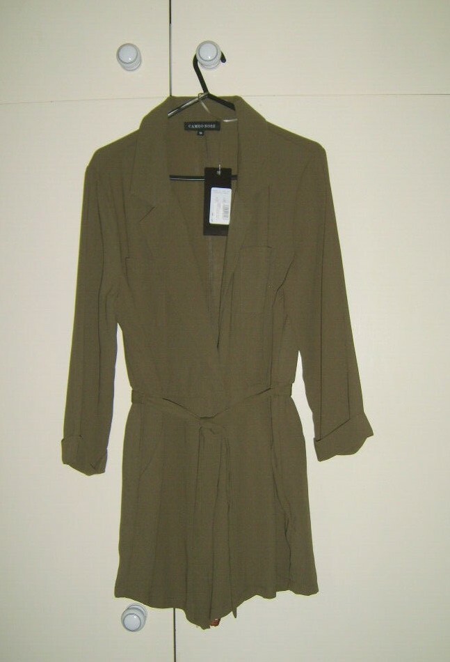 Ladies girls khaki green playsuit jumpsuit 3/4 sleeves size 10 New