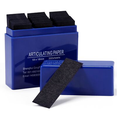 Dental Articulating Paper 300 PCS, Plastic Dispenser Blue 100 Micron Bite Art...