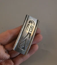 Lawrence & Griselda Saufkie - Vtg. Hopi Silver Belt Buckle - Rare Parrot  2 7/8"