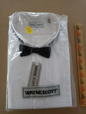 Vintage Wayne Scott Button Up Tuxedo Shirt White With Bowtie XL New in pkg NWT