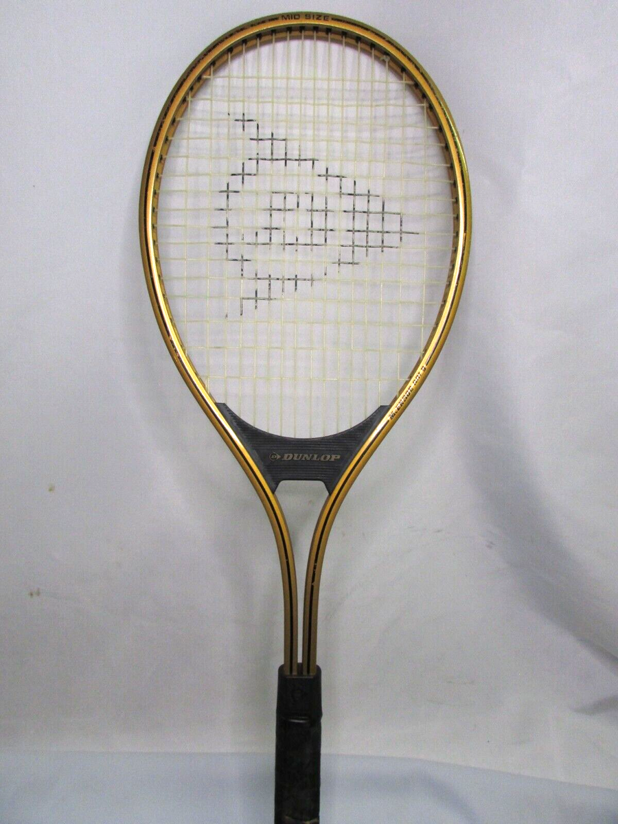 Vintage Dunlop John McEnroe Gold Tennis Racquet Racket with Cover