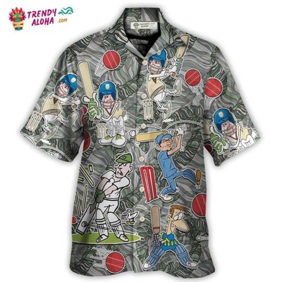 Cricket Sport Cricket Lover Tropical Leaf Art Hawaiian Shirt   Trendy Aloha