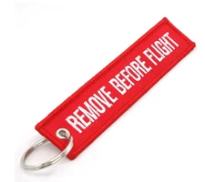 Remove Before Flight  Backpack Pendant Key Ring Woven Special Luggage Label Red