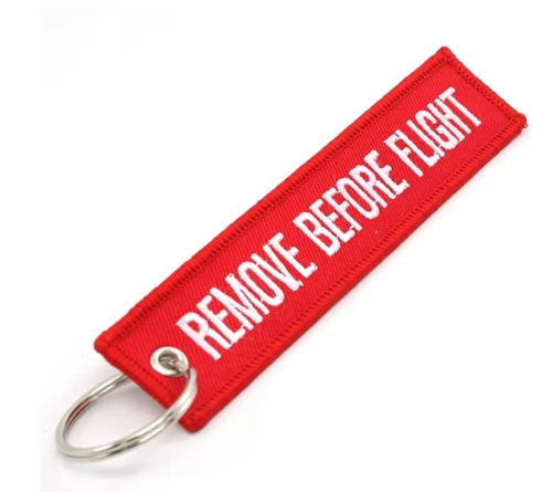 Remove Before Flight  Backpack Pendant Key Ring Woven Special Luggage Label Red