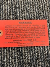 Vintage Simpson Original Red Warning High Voltage Tag w String NICE