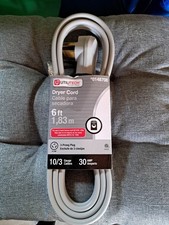 Utilitech Dryer Cord 6 ft 10/3 Gauge 30 Amp 3-Prong Plug UTD100306 Gray