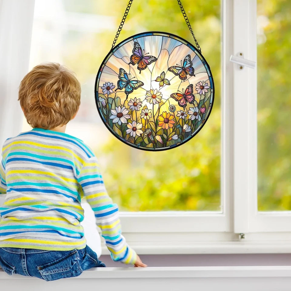 Atrapasol mariposa margarita, regalo decoración ventana para mujer y mamá Foto 4 de 4