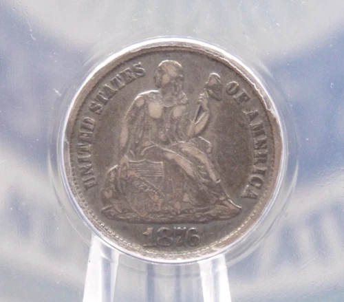 1876 "CC" Seated Liberty SILVER Dime 10c ANACS VF25 #513 Very Fine ECC&C, Inc.