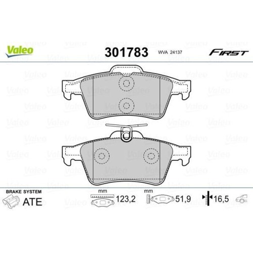 Plaquettes de frein Valeo 301783 First anti-vibration Citroën