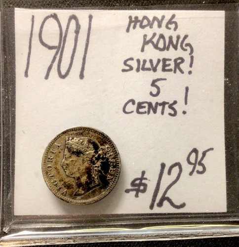 1901 Hong Kong Silver! 5 Cents! Queen Victoria! ENN Coins