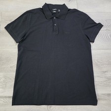 Hugo Boss Polo Shirt Mens XL Black 100 Pima Cotton Regular Fit Embroidered Logo