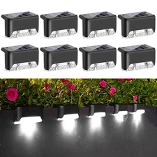 LED Solar Fence Lights Outdoor Garden Yard Waterproof Stairs Step Deck Xmas Lamp