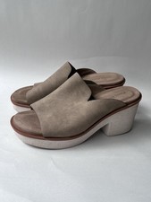 Pierre Dumas Clue 5 Open Toe Platform Mules Taupe Sandals 10 Chunky Raised Front