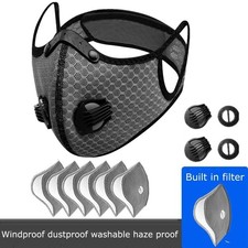 Face Mask with Active Carbon Filter Breathing Valves Reusable Cycling Sport Mesh