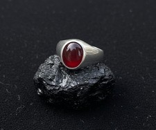 Anello in argento 925 con sigillo minimal agata rossa classica pietra mignolo