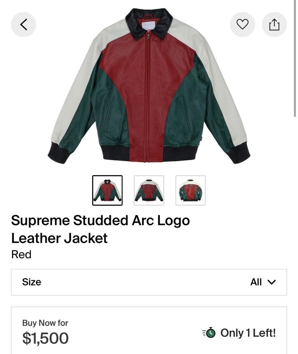 Supreme Studded Arc Logo Leather Jacket SS2018 Sheepskin Size XL