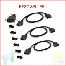 Jstincal 3-Pack ARGB Extension Cable, 5V 3-Pin Addressable RGB Cable, 1-to-1 F