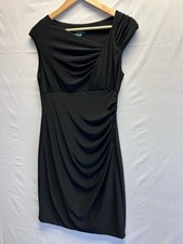 Lauren Ralph Lauren Ruched Sleeveless Sheath Dress Black Draped Women’s 10P