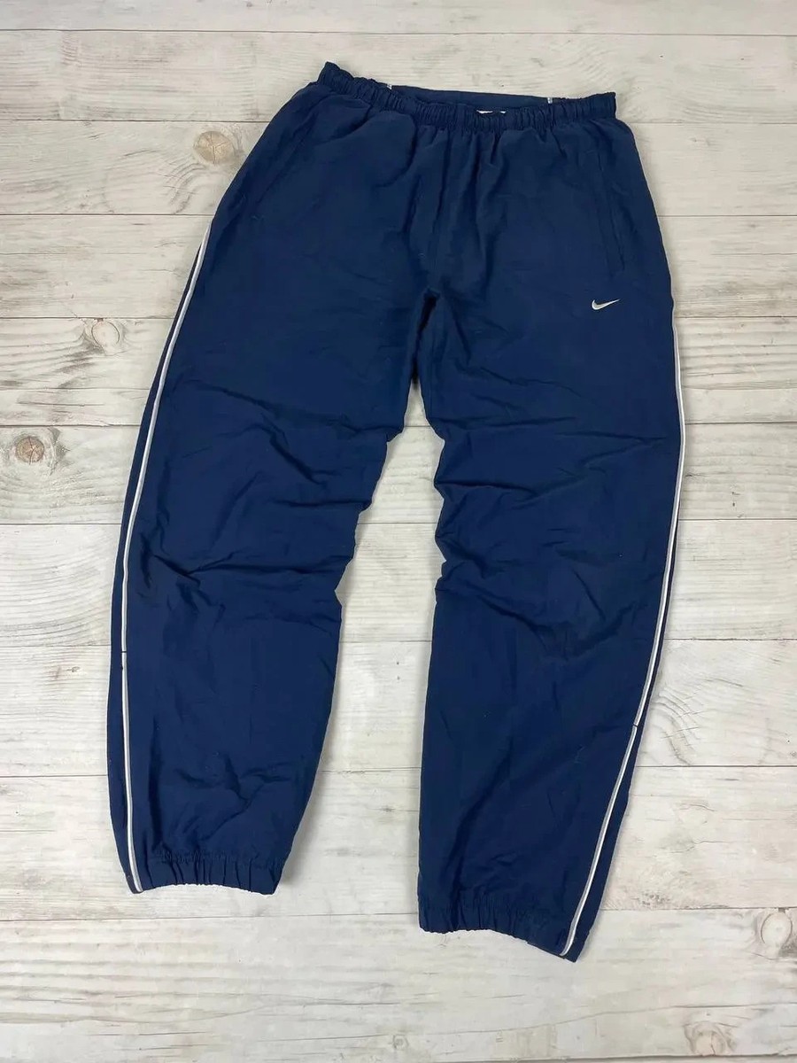 Vintage Nike Track Pants 00s Striped Nylon Swoosh Y2K Baggy Men