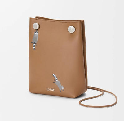 Loewe x Suna Fujita Raccoon Pebble Pouch Nappa Calfskin Mocha