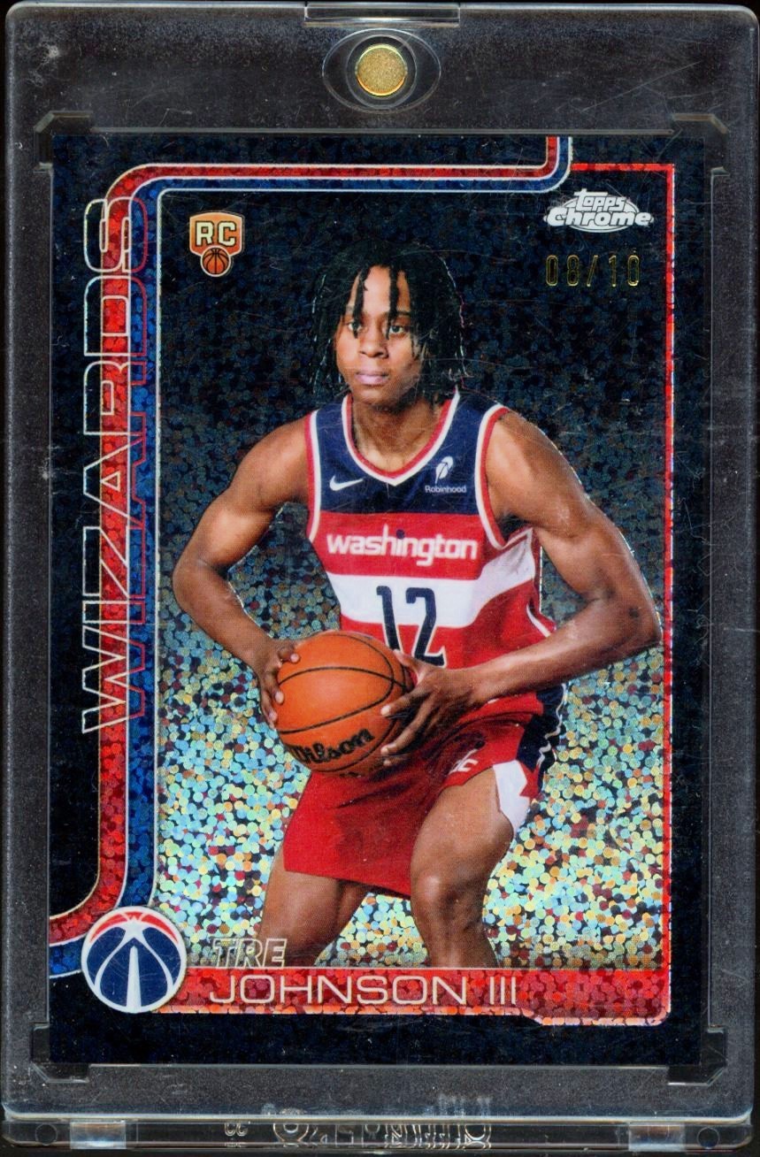 TRE JOHNSON 2025/25 TOPPS CHROME BLACK REFRACTOR ROOKIE IMAGE VARIATION /10 RC 