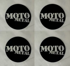 4 PACK MOTO METAL LOGO ALUMINUM EMBLEM FOR WHEEL RIM CENTER CAP 2-1/2" DIAMETER