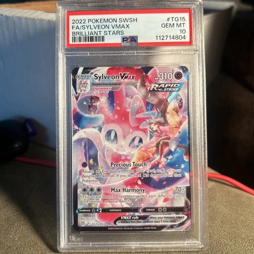 Pokemon TCG Sylveon VMAX PSA 10 2022 Brilliant Stars TG15/TG30 FA Holo EN