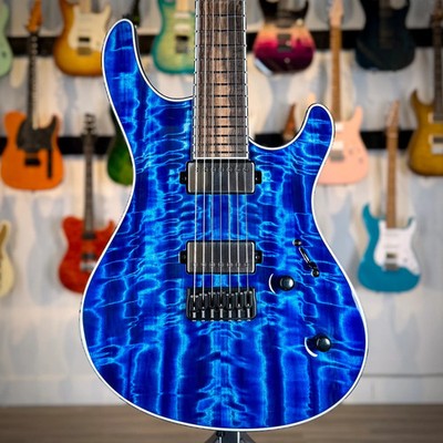Mayones Regius 7 String - Blue Spirit Gloss - Custom Shop - 4A Curly Poplar Top
