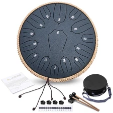 ANGELBECKE Steel Tongue Drum - 13 Inch 15 Notes C-key Handpan Drum Percussion...