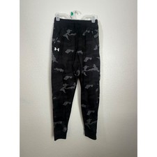 Under Armour Boys Camo Fleece Joggers Black Grey Loose Fit YLG Large
