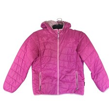 L.L. Bean Girls L 14-16 Pink Primaloft Hooded Puffer Jacket Zip Front  Pockets