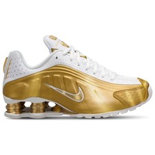 Nike Shox R4 White Gold CW2626-700 Size GS 4Y-7Y Unisex Kids Women New