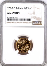2020 Gold Half Sovereign NGC MS69 DPL Britain Royal Mint Uncirculated Royal Mint