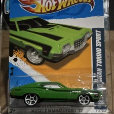 Hot Wheels Muscle Mania '72 Ford Gran Torino Sport 1:64 Diecast Green Unopened