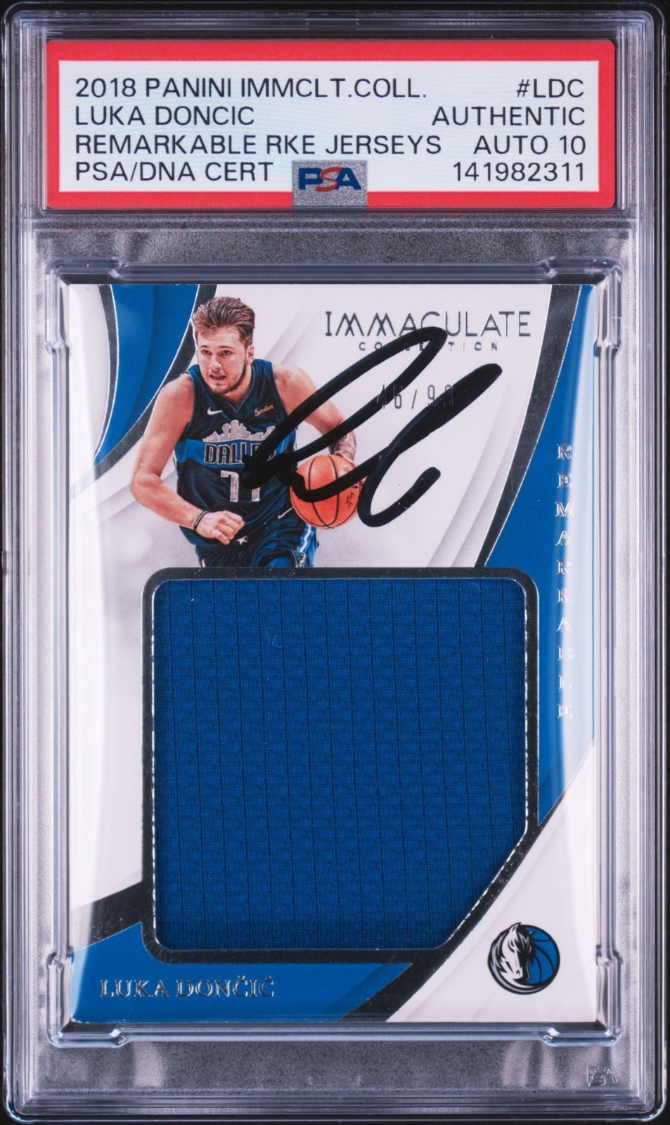 Luka Doncic Signed 2018 Panini Immaculate Remarkable Rookie RPA PSA/DNA Auto 10