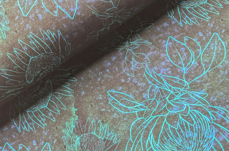 Wintersweat Meterware bedruckt, Sweatshirt Stoff Blumen, Baumwoll Sweat Streifen - Bild 2 von 4