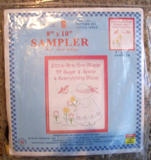 Jack Dempsey Needle Art 8 x 10 Embroidery Sampler #161 Little Girls Floss & Hoop