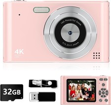 2025 Digital Camera Kids Camera1080P Vlog Camera with 32GB Card Lanyard 16X zoom