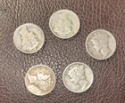 Lot of (5) 90% Silver Mercury Dimes - Mixed Dates